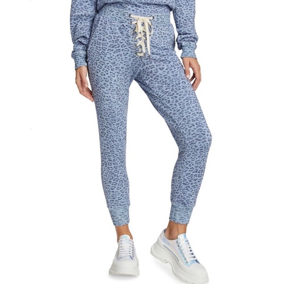NEW N:PHILANTHROPY BLUE LEOPARD PRINT JOGGERS - Picture 1 of 10